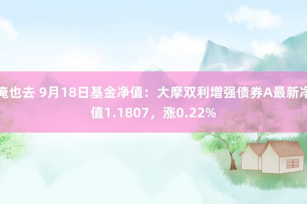 俺也去 9月18日基金净值：大摩双利增强债券A最新净值1.1807，涨0.22%