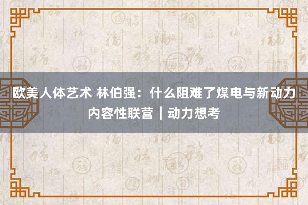 欧美人体艺术 林伯强：什么阻难了煤电与新动力内容性联营︱动力想考