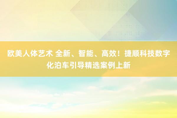 欧美人体艺术 全新、智能、高效！捷顺科技数字化泊车引导精选案例上新