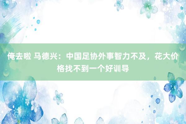 俺去啦 马德兴：中国足协外事智力不及，花大价格找不到一个好训导