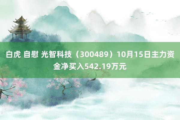 白虎 自慰 光智科技（300489）10月15日主力资金净买入542.19万元