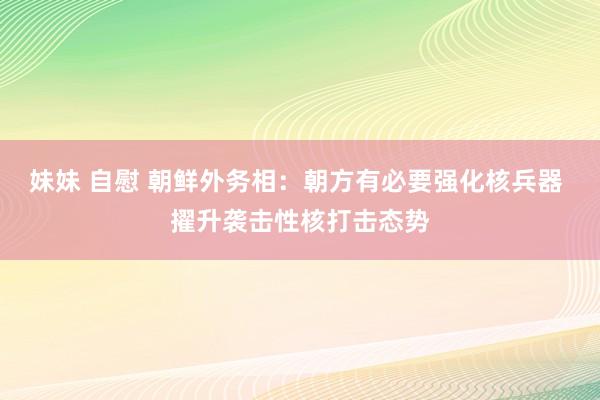 妹妹 自慰 朝鲜外务相：朝方有必要强化核兵器 擢升袭击性核打击态势