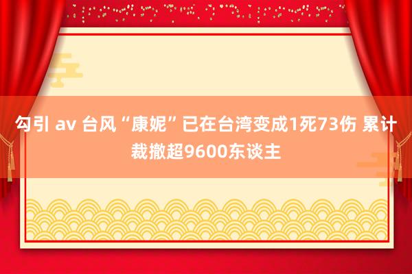 勾引 av 台风“康妮”已在台湾变成1死73伤 累计裁撤超9600东谈主