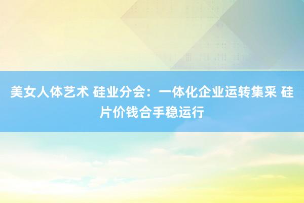 美女人体艺术 硅业分会：一体化企业运转集采 硅片价钱合手稳运行